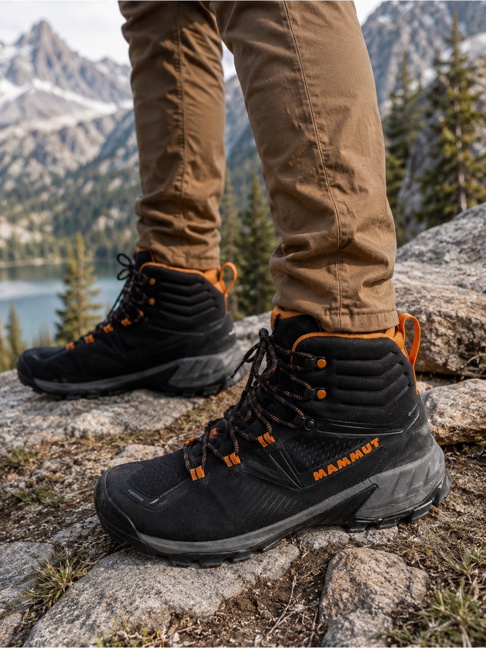 Mammut Sapuen GTX Men’s Black Orange Hiking Boots Gore-Tex Waterproof 10.5